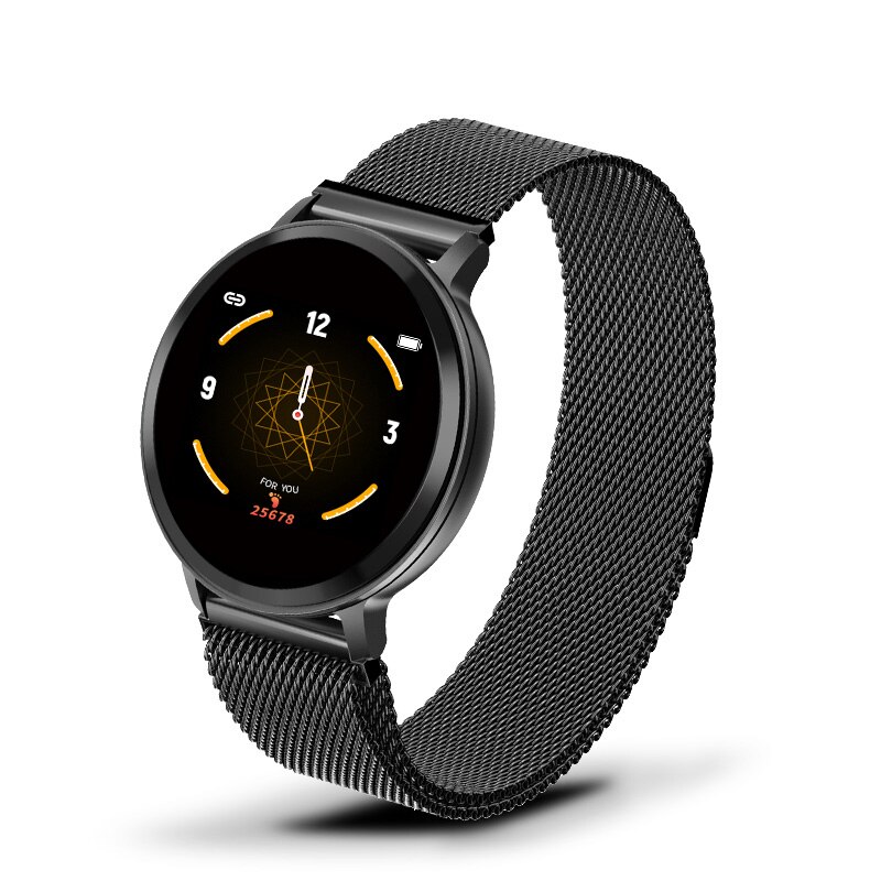 Smart Watch Women Waterproof Fitness Tracker Heart rate Blood Pressure Monitor Pedometer Sport Bracelet Smart wristband Fit bit: Mesh belt black