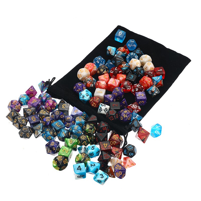 105 Pcs/Set Polyhedral Dice With Bag D4 D6 D8 D10 D10 D12 D20 Side For Cube Party Table Board Games Leisure Dice Toys Table Game