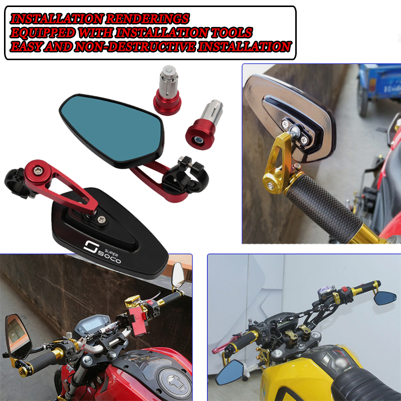 For super soco tc max sc pro ts lite cpx tsx 1200r cnc motorsykkelstyre plug-in bakspeil, motorsykkel sidespeil