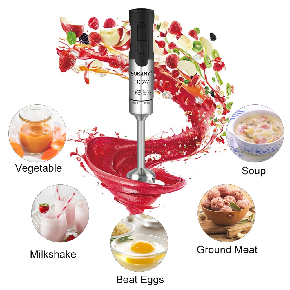 2 Speed Stainless Steel Kitchen Electric Blender Fruit Vegetable Nut Juice Smoothie Baby Food Mixer Portable Hand Blenders