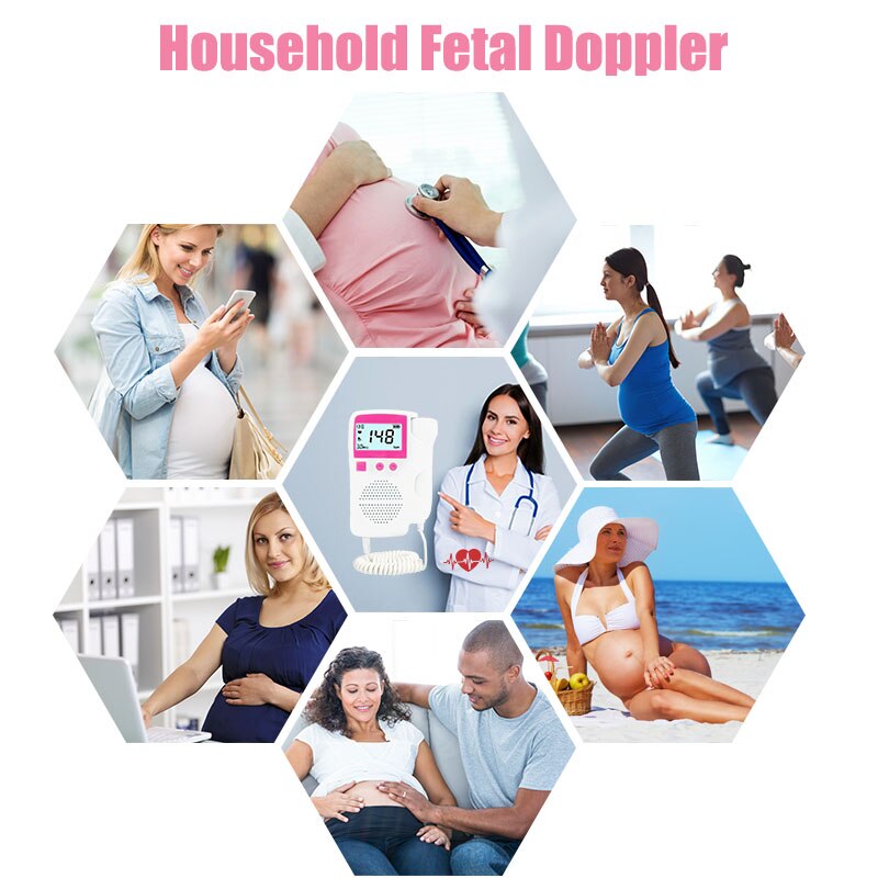 Ultrasound Doppler Fetal Portable Pregnant Baby Women Heart Rate Monitor 3.0MHz Pregnancy Meter Probe Sound Detector Household