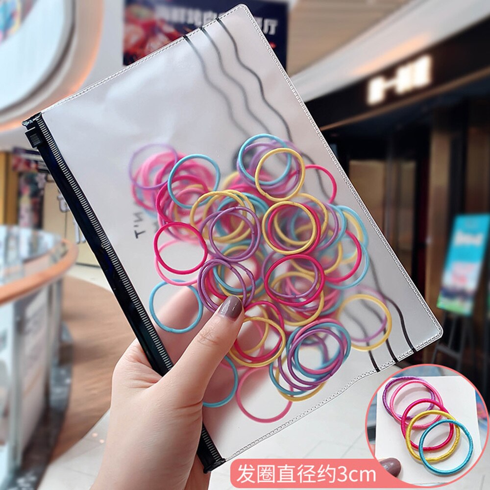 100pcs/Pack Girls Colorful Nlyon Elastic Hair Bands Child Adult Ponytail Holder Rubber Bands Hair Rope Kids Hair Accessories: Small Multicolor