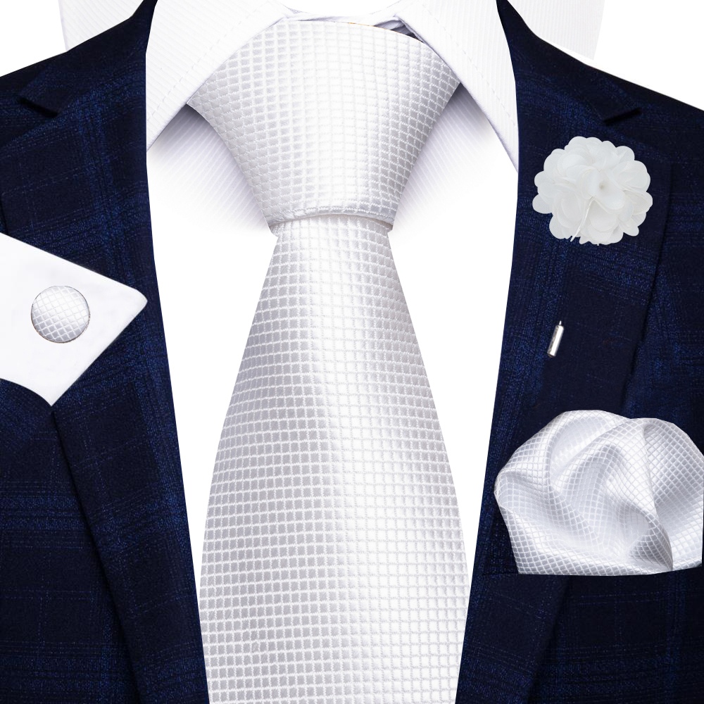 de vacaciones 8 cm corbata pañuelo gemelos Pin Set para hombres corbata raya traje rojo accesorios boda Gravatas: Negro