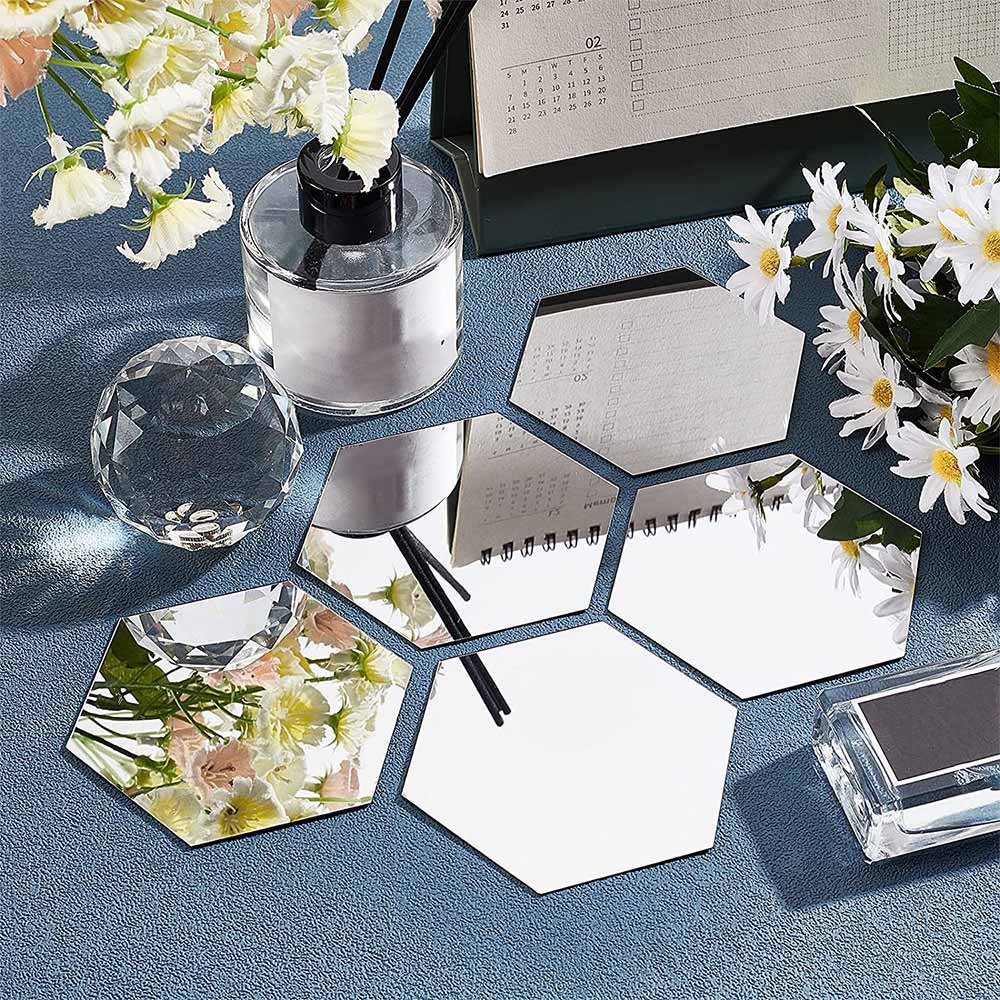 MCDFL-pegatinas de pared de espejo acrílico hexagonal, azulejos decorativos, autoadhesivos, estéticos, decoración coreana para el hogar, Panel de maquillaje de ducha