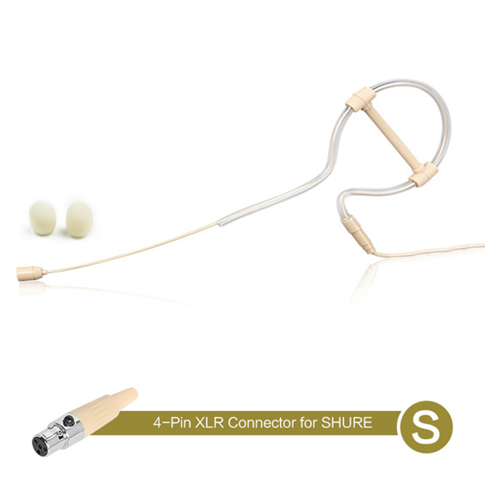 Beige enkele oorhaak Headsetmicrofoon Hoofdmicrofoon Handenvrije bediening 3,5 mm 3-pins 4-pins XLR-stekker met microfoonhoes: plum