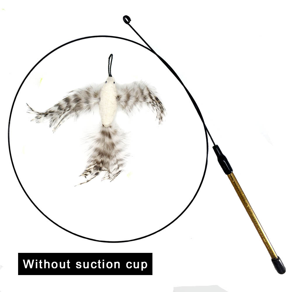 Simulatie Vogel Kat Speelgoed Interactieve Grappige Veer Vogel Met Bell Sucker Kat Stok Speelgoed Katje Spelen Teaser Wand Speelgoed Voor katten: F-handheld