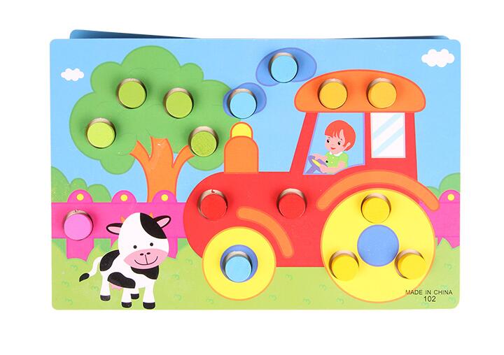 Colorful Cognition Board Montessori Kids Educational Toy Children Jigsaw Puzzle Toys Color Shape Match Game Board Baby Toy GYH: Farm