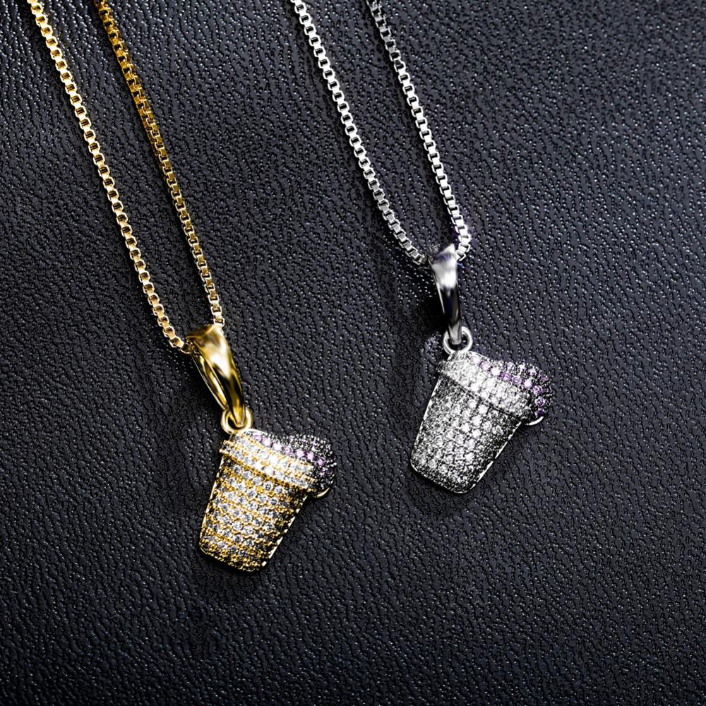 Micro Pave AAA Cubic Zirconia S925 Sterling Silver Bling Ice Out Ice cream Pendants Necklaces for Women Charm Jewelry
