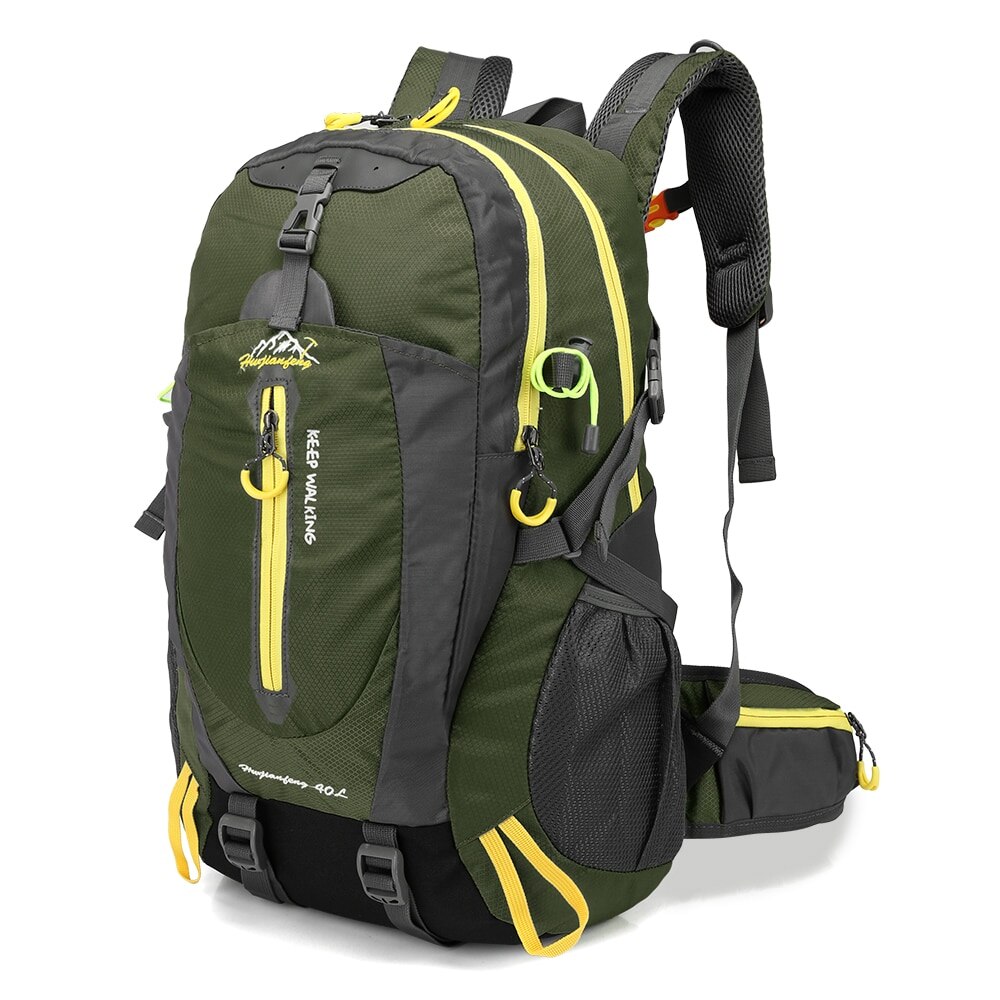 40l udendørs rygsæk campingtaske vandtæt laptop daypack trekking klatre rygsække til mænd kvinder vandreture rygsække sportstaske: Militærgrøn