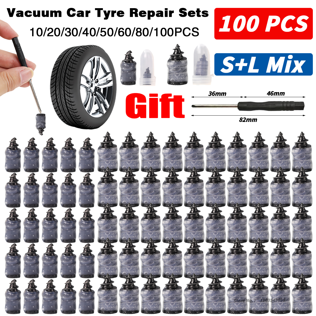 10-100PCS Universal Vakuum Auto Reifen Reparatur Gummi Nagel Für Auto Motorrad Roller Tubeless Reifen Reparatur Kit Kleber freies Reifen Nägel