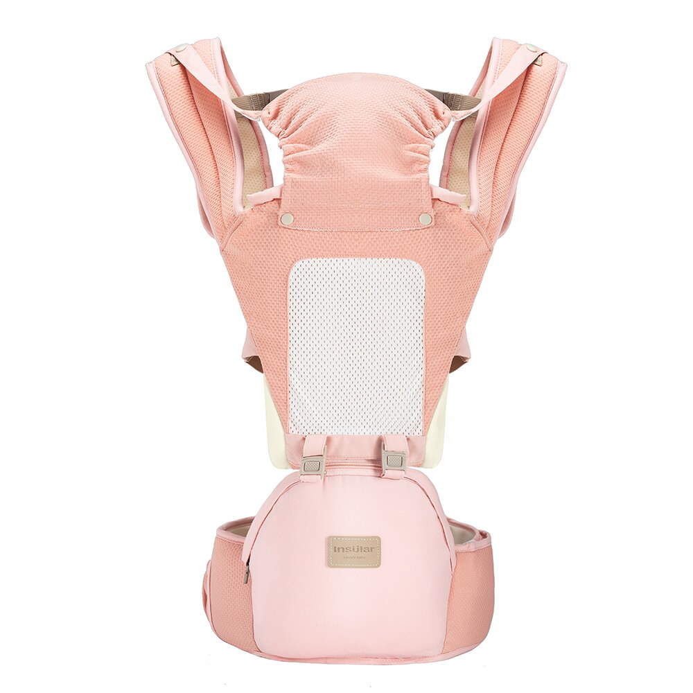 Ergonômico para bebê, mochila para carregar bebês portátil, espessante nos ombros, 360, com capuz canguru, 0 a 36 meses: Pink Breathable