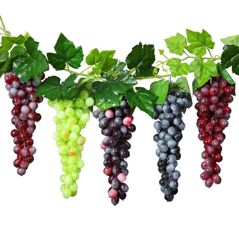 Real Touch Kunstmatige Fruit Druiven Plastic Nep Bladeren Kerst Huis Tuin Bruiloft Decoratie Voedsel Fotografie Props