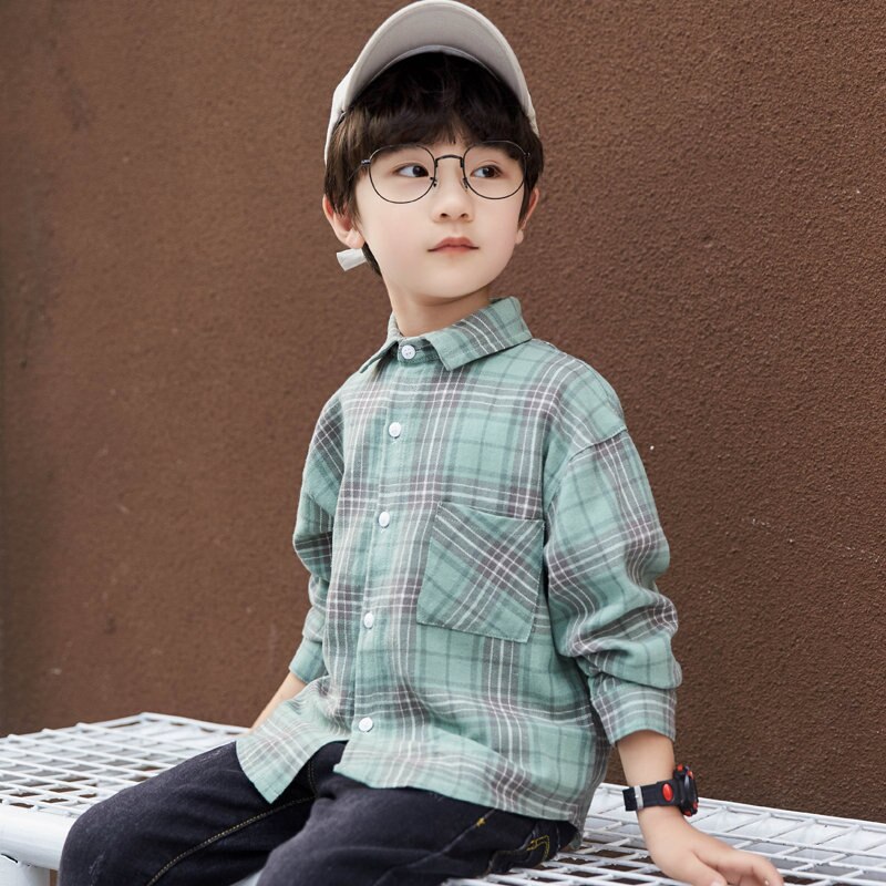 Camisas clásicas de manga larga a cuadros para niños, ropa coreana para niños de 4, 5, 6, 7, 8, 9, 10, 11, 12 y 13 años, primavera y otoño