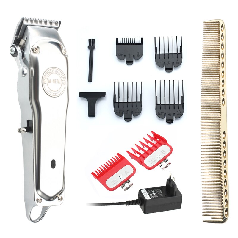 KIKI NEWGAIN Rechargeable All Metal Hair Clipper Cordless Electric Hair Trimmer Haircut Beard Shaver Machine: 106 set1