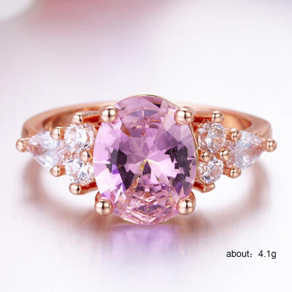 Huitan Exquisite Engagement Vinger Ringen Voor Vrouwen Met Roze Kleur Kubieke Zirkoon Steen Griffenzetting Fabriek Directe Verkoop Ring