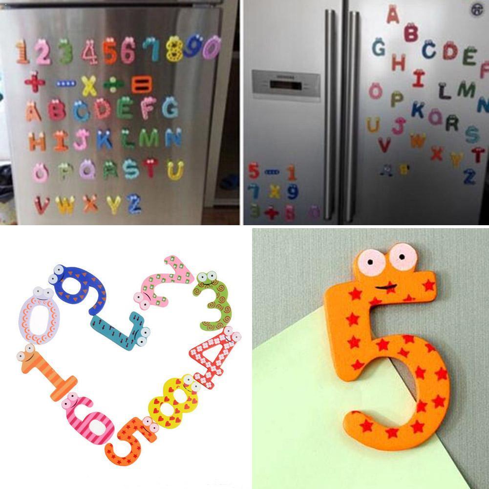 26 Alphabet Letter 10 Numbers Wooden Colorful Cartoon Magnets/Refrigerator Sticker sticker/cute Fridge Supply Magnetic Hous P4N5