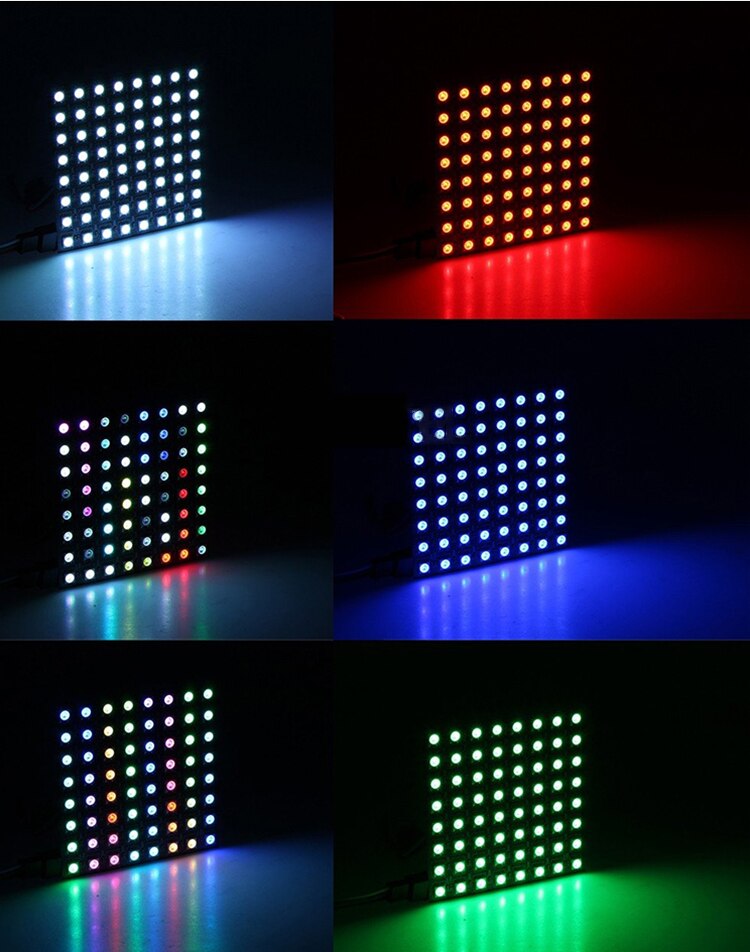 WS2812B 16x16 RGB Flexible Pixel Panel Matrix Screen ECO Led Module Individually Addressable Night Light DC5V