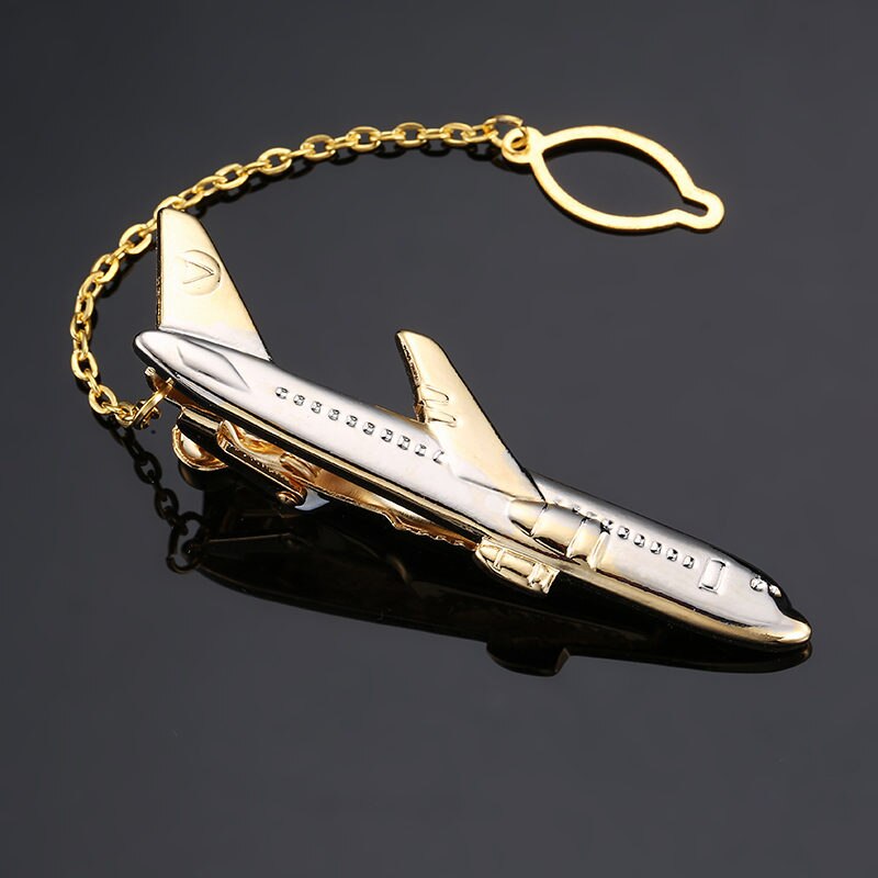 Pince à cravate avion en or de , nouveaux bijoux à la pour hommes, chemise d&#39;affaires de mariage, costume, badge, épingle, ,