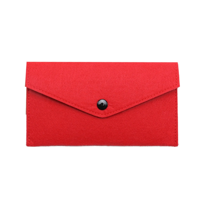 Felt Coin Purse Wallet Bag Change for Key Card Holder Credit Card Holde: Red