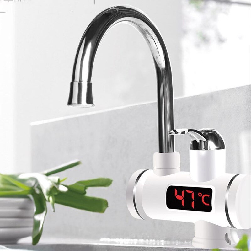 Instant Hete Elektrische Kraan, Elektrische Waterboiler Kraan, 3000 W, met LCD-temperatuurweergave, 360 graden draaibaar, voor keukenkraan