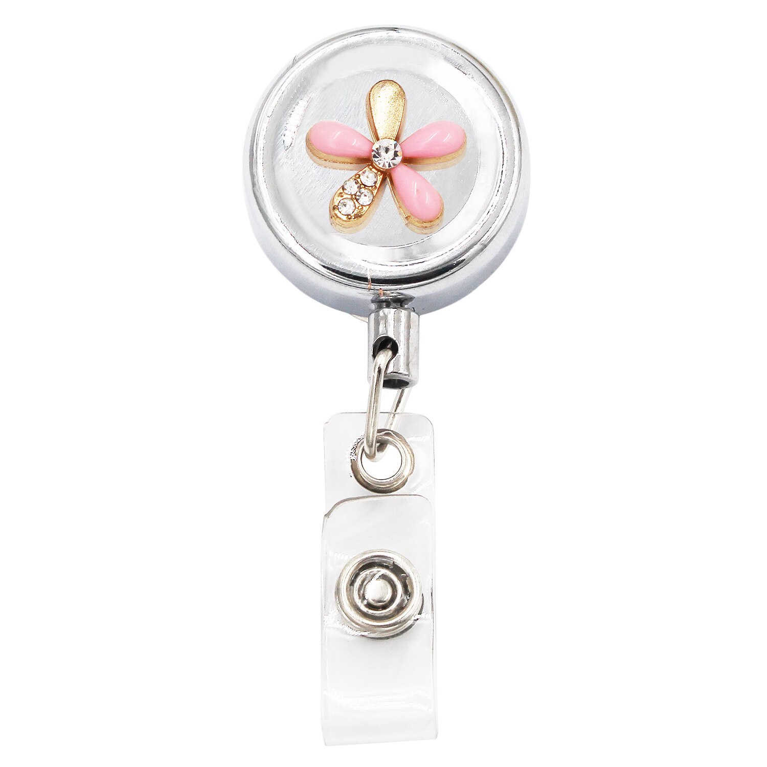 Idclip Flower Badge Reel ID Retractable Badge Holder Belt Clips Metal Heavy Duty Steel Wire Cord: 4