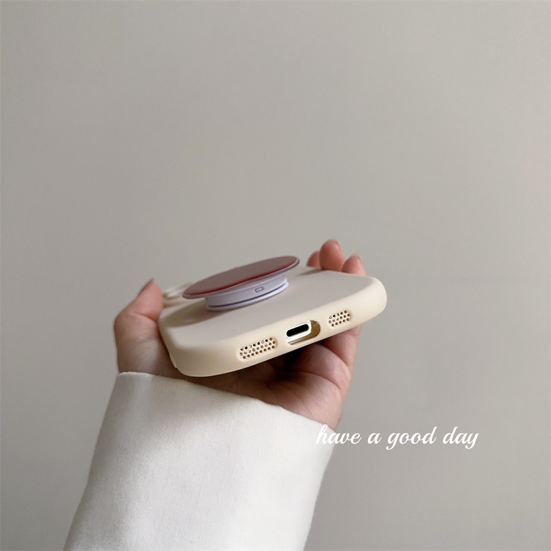 Korea Ins Kawaii Red Fruit Bracket Phone Case For IPhone 15 14 13 12 11 Pro MAX XS XR X Cute Shockproof Back Cover