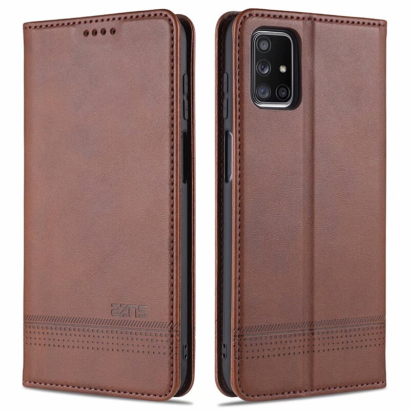 Magnetische fallen für OPPO A15 Brieftasche Abdeckung Tasche mit Tasche: dunkel Braun