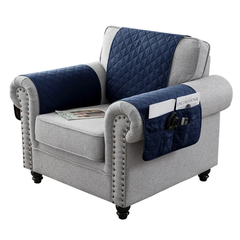 1impostato diviso Sedia reclinabile Bracciolo Copertura Antiscivolo Cani animale domestico Divano Bracciolo Asciugamano Poltrona Schienale Divano Coperture per Soggiorno: bianca