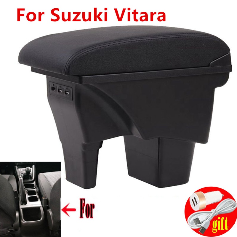 Für Suzuki VITARA Kasten für armlehne SUZUKI Vitara schlagen-freies zentrale lagerung Kasten Auto innen armlehne schicht Dual usb wiederaufladbare: Schwarz Schwarz Linie