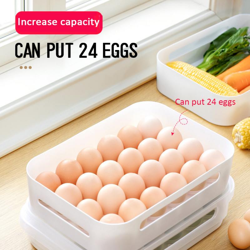24 Grids Kitchen Fridge Organizer Food Preservation Food Storage Box Kitchen Refrigerator Egg Fruits Fresh Keeping Containers