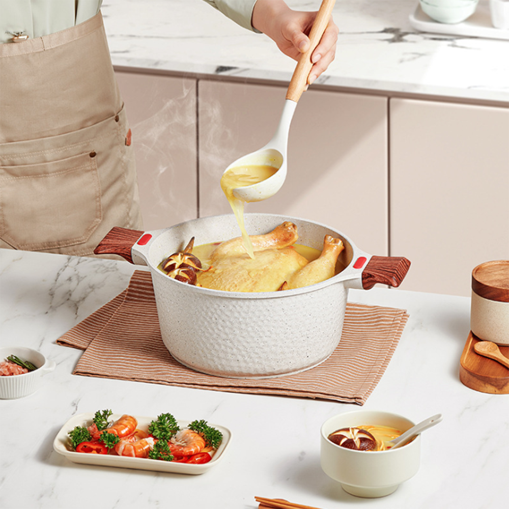 Non-stick Sauce Pot Die Casting Aluminum Ceramic Granite Coating Casserole Pot for Cooking