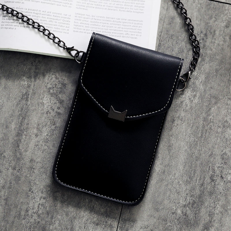 Leehur bolsa de ombro para celular, corrente de telefone móvel transparente com tela touch para iphone 11 xs xr bolsa samsung: Black