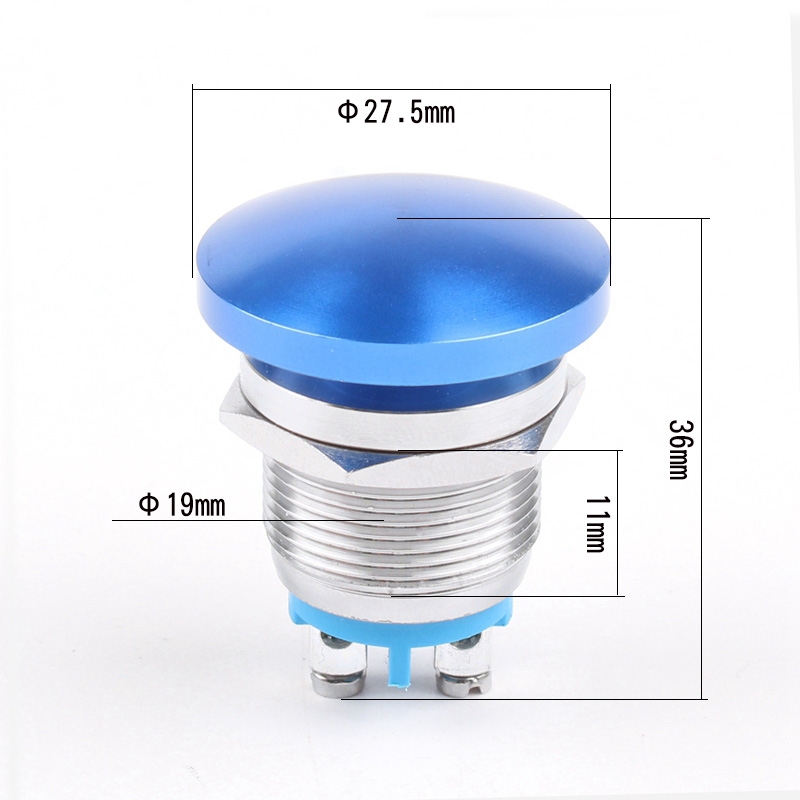 16mm/19mm/22mm,Panel Metal Switch With Screw,No Welding Big Head Momentary Not Fixed Push Button Auto Reset,200V 2A 1NO
