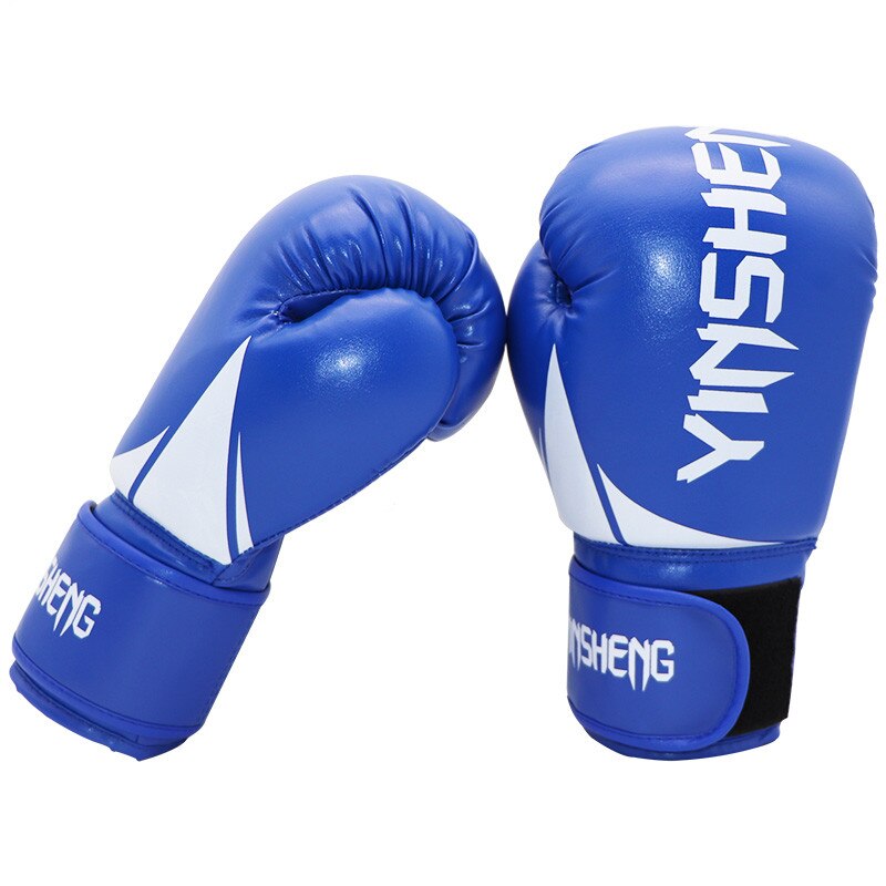 Kick Boxing guantes para hombres mujeres PU Karate guantes De Muay Thai De Boxeo Lucha Libre MMA Sanda entrenamiento adultos niños equipo: Azul / 10 OZ