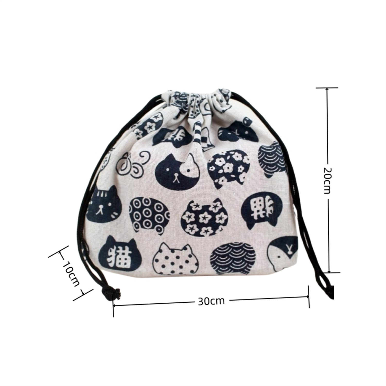 Lunch Bag Cat Polar Bear Lunch Box Drawstring Picnic Tote Eco Japanese Style Small Handbag Dinner Container Food Storage Bags