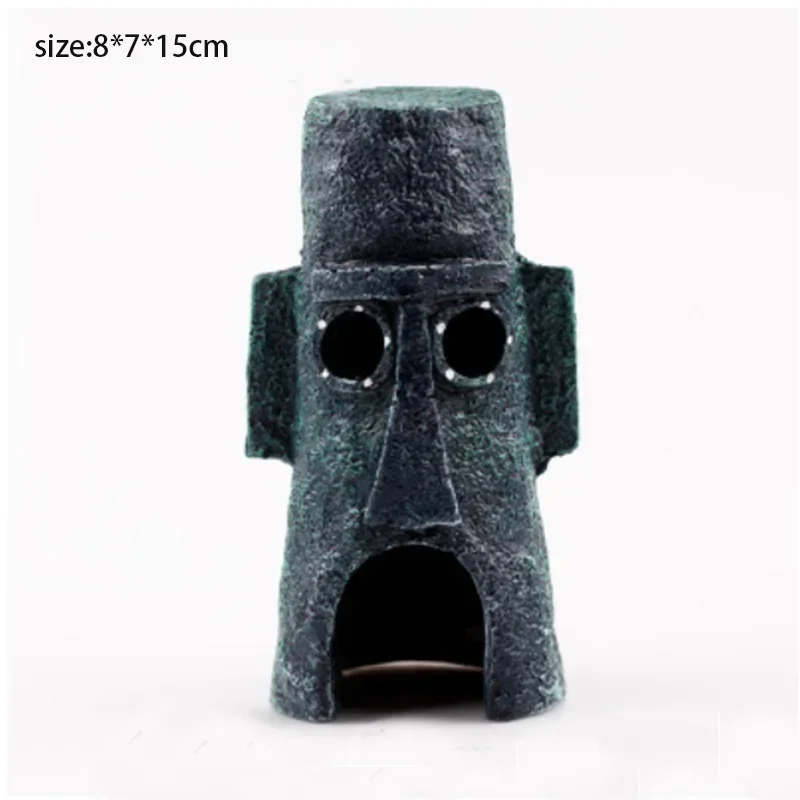 Figuras decorativas para pecera, adornos de resina de simulación, casa de piña, decoración para pecera, paisajismo, accesorios para acuario: Marrón