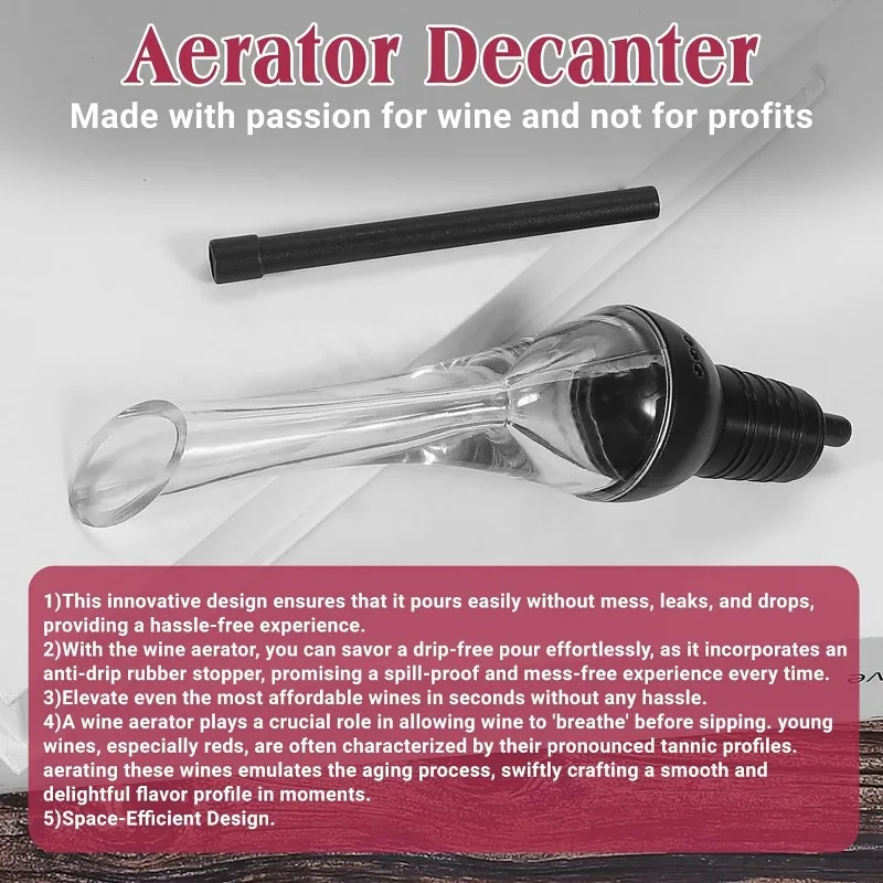 Aerador de vinho pourer bico premium decantador de vinho profissional acessórios de vinho presentes para amantes de vinho