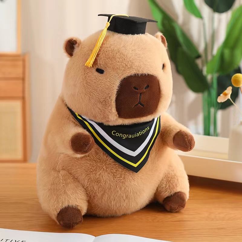 Muñecos de peluche graduados, Doctor, capibara, búho, oso, juguete de peluche, lindo Animal relleno, muñeca de juguete, almohada suave de dibujos animados, de graduación: Plata