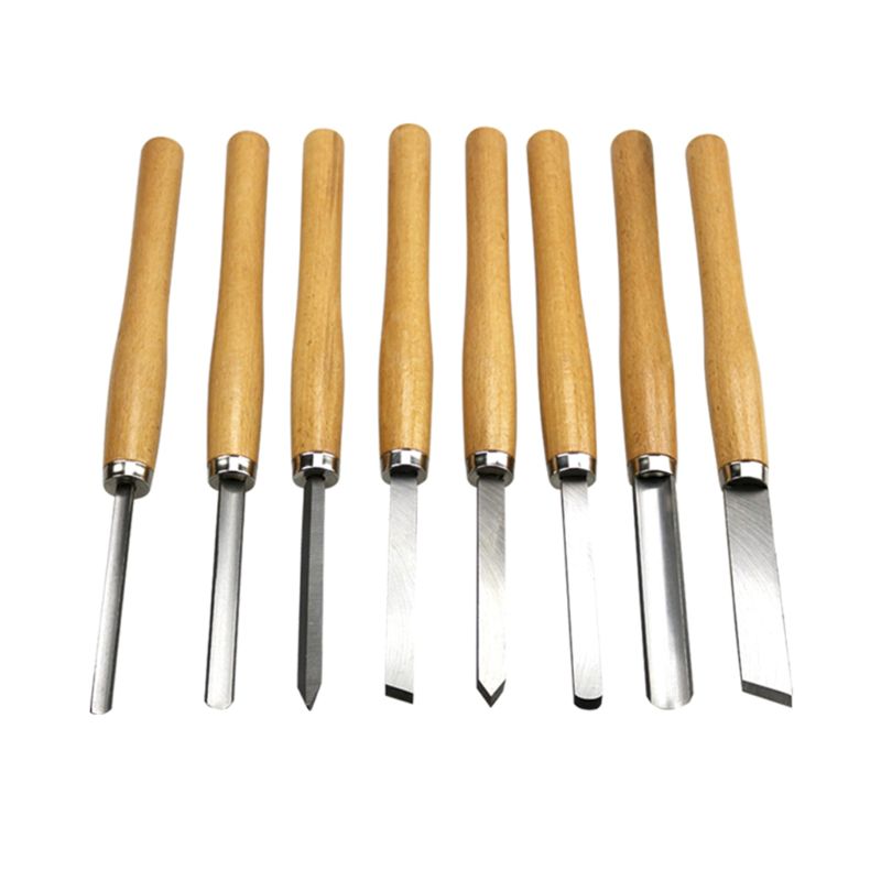 8Pcs Houtsnijwerk Mes Draaibank Beitel Set Draaien Gereedschap Houtbewerking Guts Skew Afscheid Speer