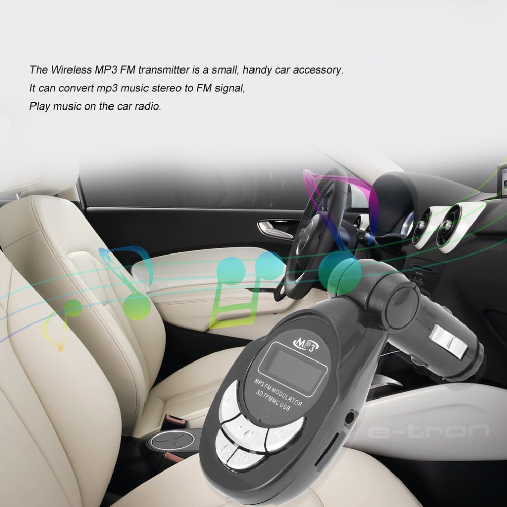 4 In1 LCD Auto Car MP3 Player Wireless FM Transmitter Modulator With USB CD MMC Remote Kit Black