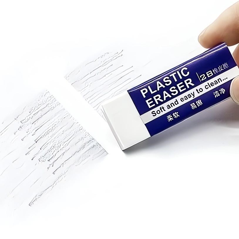 Soft 2B Eraser White Made in China, PVC Plastic Rubber Pencil Eraser Students Drawing Tool, Sketches Paintings Fine Arts Eraser: WHITE