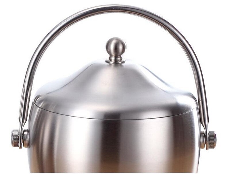 Stainless steel beer ice bucket with lid wine champagne bucket bar KTV Metal Large Ice Bucket
