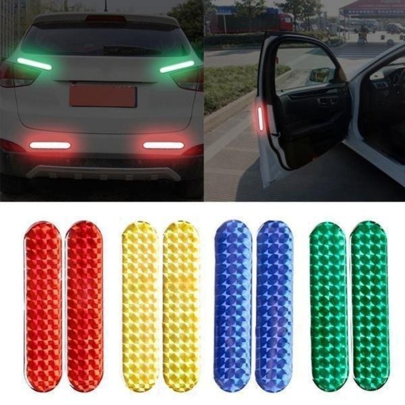 2 Stks/set Auto Deur Reflecterende Sticker Waarschuwingstape Auto Reflecterende Stickers Reflecterende Strips 4 Kleuren Veiligheidsmerk Auto-Styling