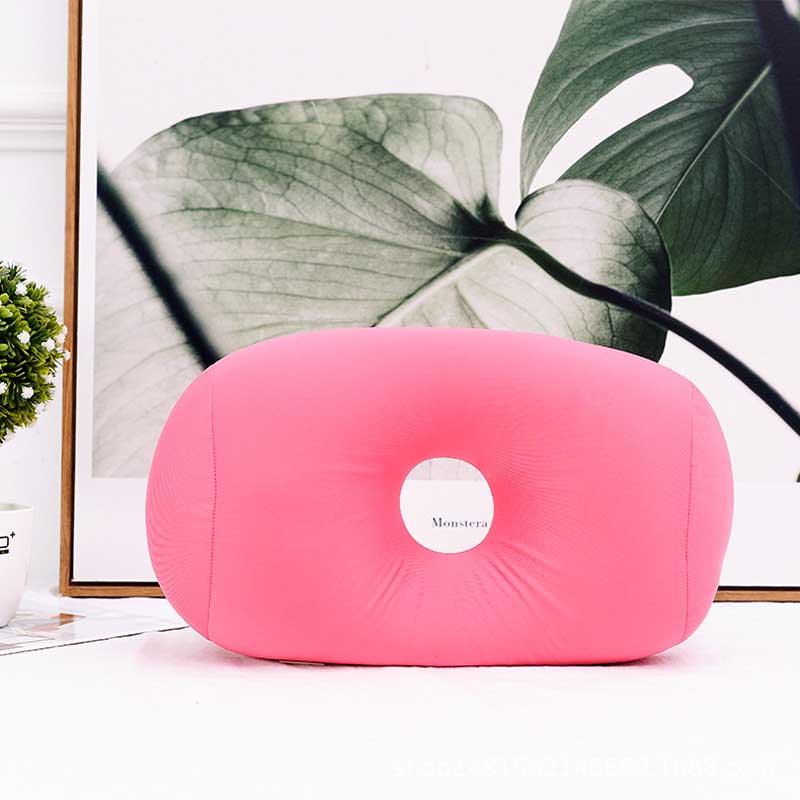 Almohada Cervical en forma de O para dormir, cojín de viaje con hueco, de mano, color rosa y gris, para oficina