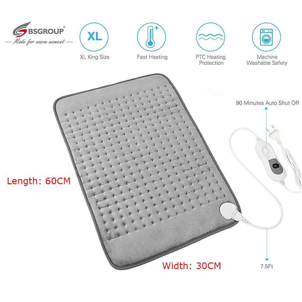 Extra Large XL King Size 30*60CM 220V Microplush Electric Heating Pad for Stomach Lower Back Pain Relief Body Warmer EU Plug