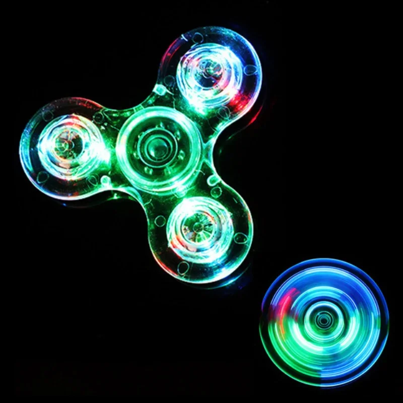 LED light Fidget Spinner Hand Top Spinners Glow in Dark Light Spiner Finger Stress Relief Interesting Toys for Children: black