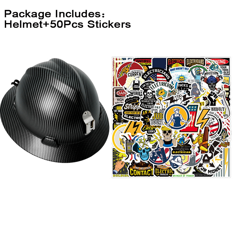 CE Full Brim Safety Helmet Hard Hat Stickers Carbon Fiber Construction Work Cap Lightweight HDPE Railway Protective Hard Hat: green