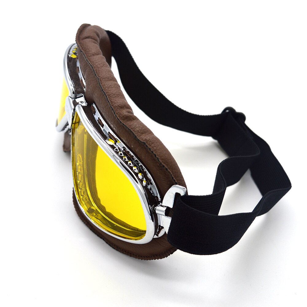 Mooreaxe-Gafas de motocicleta Vintage para hombre y mujer, lentes para casco de moto, Cafe Racer, Chopper, Bobber, todoterreno, color amarillo
