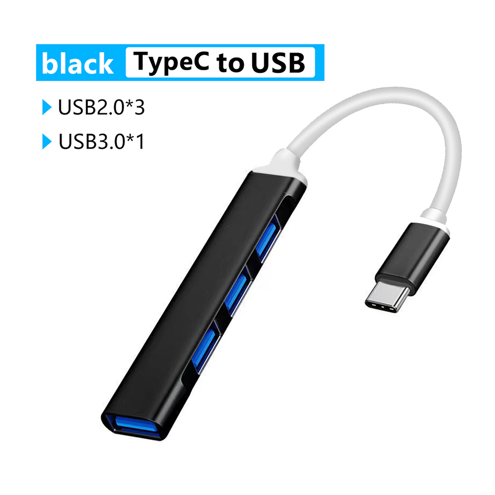 4 poorten USB 3.0 HUB USB Hubs USB Docking Stations USB 3.0 Splitter 5Gbps OTG Adapter Voor PC Laptop tablet Macbook Accessoires: Black