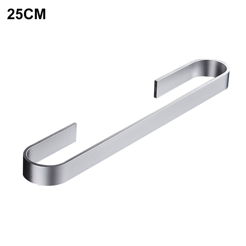 Punch-free Hanging Bathroom Organizer Storage Rack Solid Towel Holder Home Self Adhesive: Silver 25cm